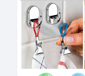 5 pièces pinces à suspendre <span class=keywords><strong>pour</strong></span> serviettes à thé, crochets à clipser, boucles <span class=keywords><strong>pour</strong></span> serviettes à main, pinces à vêtements suspendues, organisateur de cuisine et de salle de bain - Product Image 2