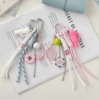 Porte-clés sportif mini tennis golf en corde tressée, breloque de sac, pendentif cœur, mousqueton pour sac à dos, sac à main, accessoire de mode