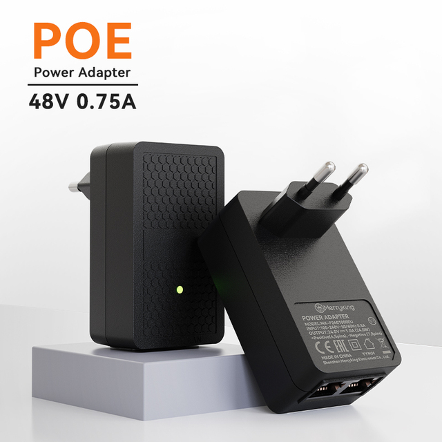 Manufacture Supply POE Adapter Ieee 802.3at 802.3af 48V Injector 48v 0.5a POE Injector Ethernet for POE IP Camera Switch Machine