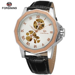 Forsining-reloj automático con número <span class=keywords><strong>romano</strong></span> para hombre, pulsera mecánica personalizada retro hueca - Product Image 4