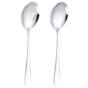 Cuchara de sopa y tenedor de metal de acero inoxidable 410 al por mayor para restaurantes, cocinas occidentales y hoteles, para compartir verduras. - Product Image 4