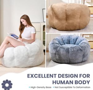 Sofá Puff Convertible Moderno de Piel Sintética para Adolescentes y Jóvenes, Silla de Lectura con Reposabrazos de Pétalos para Sala de Estar - Product Image 5
