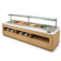 Comptoir buffet en bois personnalisé, station réfrigérée pour la présentation de salades de fruits et de boissons dans les restaurants