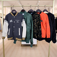Jaket Baseball Bekas Berkualitas Tinggi Bahan Polyester/Katun, Model Campuran Pria & Wanita, Grosir Bale untuk Dijual Kembali, MOQ 100kg