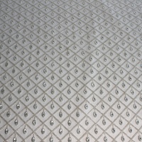 Tissu en tulle de luxe à motif quadrillé imprimé pierre, dentelle en maille perlée de cristaux en forme de goutte pour robe de mariée et de soirée