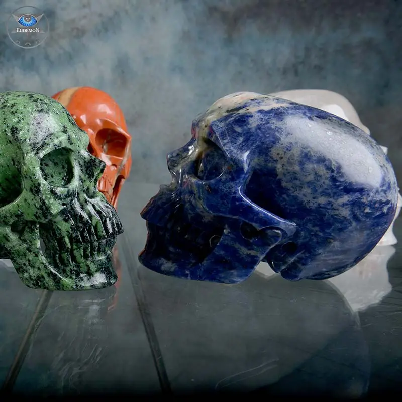 EUDEMON 2.0 인치 루비 조이트 두개골 치유 크리스탈 행운의 돌 지옥 돌 민속 공예
