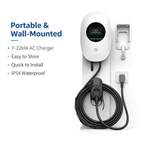 Borne de recharge murale intelligente pour VE 7kW 22kW 32A Triphasée Prise Type 2 EVSE Contrôle APP Wifi Bluetooth Station de recharge domestique pour véhicules électriques