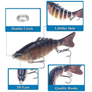 Wholesale 16g/10cm Multi-Jointed Minnow <b>Fishing</b> Lure 3D Eyes Segmented Hard Bait Saltwater Multi-Section Sinking Sea Bass Zander - Product Image 2