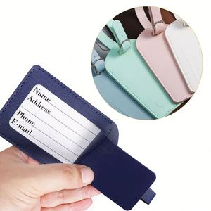 Étiquette de bagage promotionnelle en cuir PU avec logo personnalisé, durable, imperméable, anti-perte, pour valise de voyage, avec identification - Product Image 4