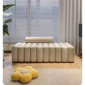 Banco para cambiar zapatos en la entrada, estilo moderno para sala de estar, banco largo de diseño creativo y único. - Product Image 4