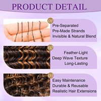 Fournisseur d'usine - Vente chaude 4/30 #   Extensions de cheveux humains Deep Wave Feather Crochet, invisibles, sans nœuds, style bohème, en vrac pour tressage