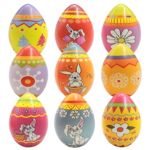 Hotsalling Custom designed holiday plastic giant easter egg use Egg shell light color plastic toy felt easter egg