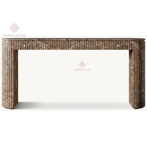 Table <span class=keywords><strong>console</strong></span> de luxe en <span class=keywords><strong>marbre</strong></span> Emperador Étagère en pierre brune italienne fabriquée à la main pour les entrées élégantes Espaces de vie - Product Image 3