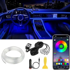 Nuova Luce Ambientale LED per Auto RGB 16 Milioni di Colori Fibra Ottica <span class=keywords><strong>Ritmo</strong></span> Musicale Interni Auto Completi 12V Modello A116 Compatibile - Product Image 1