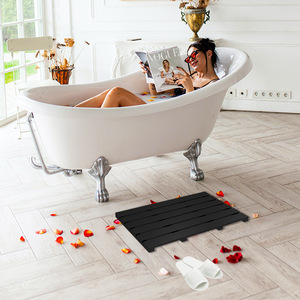 Alfombra de baño de bambú de nuevo estilo, antideslizante, con diseño hueco, impermeable, cuadrada, venta al por mayor de fábrica. - Product Image 2