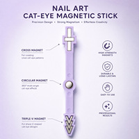 Bâtonnet magnétique double extrémité 3-en-1 pour effet œil de chat, aimant puissant pour la création de motifs sur vernis gel œil de chat, outil de manucure professionnel pour salon de beauté