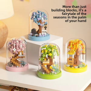 Juguete Educativo de Madera Compatible, Bloques de Construcción de Casa en el Árbol de Flores de Cerezo para las Cuatro Estaciones - Product Image 5