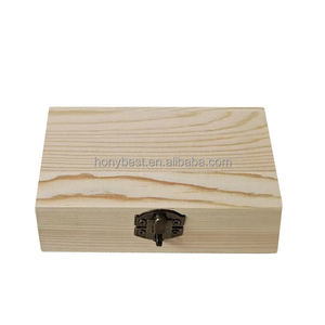Petite boîte cadeau en bois de pin non fini, boîte de rangement en bois, bricolage, artisanat, coffre au trésor avec couvercle à charnières pour la maison, souvenirs, cachette - Product Image 2