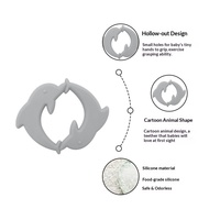 Nouveau jouet de dentition en silicone de qualité alimentaire pour bébé, anneau de dentition en forme de dauphin, anti-griffures, anti-sucette, jouet à mâcher