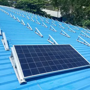 Panel surya struktur dudukan atap aluminium, sistem pendukung Panel surya sistem pemasangan rel atap sistem pemasangan surya