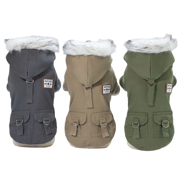 Clothing For Pet Dogs And Cats 2022 Autumn/Winter Military Cotton-Padded Clothing