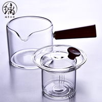 Ensemble de bouilloire à thé en verre borosilicate haute température, pichet à eau, couvercle en bois, capacité de 450 ml, fabrication artisanale, soufflé à la bouche, durable, Japandi