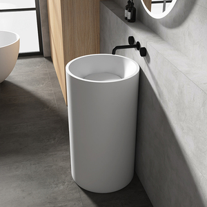 Lavabo de salle de bain sur pied moderne blanc rond pour fournisseur de lavabos sur pied blancs - Product Image 5