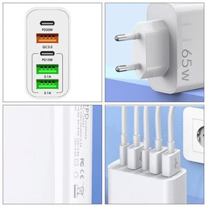 อะแดปเตอร์ชาร์จเร็ว 65w สีขาว ช่องเสียบหลายพอร์ต USB Type C หัวปลั๊ก EU/UK/US ใช้ได้ทั่วโลก รองรับ PD สำหรับมือถือ - Product Image 5