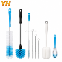 Lot de 5 brosses multi-usages pour bouteilles, avec long manche, en nylon et éponge, pour le nettoyage des pailles et verrerie, vente en gros usine