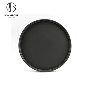 优质环保餐盘供应商瓷器餐厅餐具上菜黑色圆形陶瓷盘