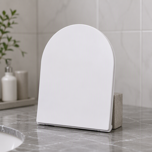 Asiento de Inodoro en Forma de U de PP de 360x470 mm, <span class=keywords><strong>Tapa</strong></span> de Inodoro de Plástico Blanco Ultrafina con Botón de Cierre de un Toque - Product Image 1