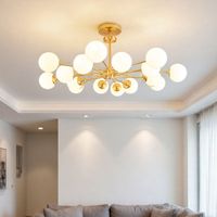 Lustre LED en Cuivre Pur « Haricot Magique » de Taille Moyenne, Style Moderne Minimaliste pour Salon et Chambre Nordique, Luminaire de Salle à Manger