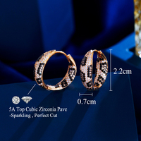 Boucles d'oreilles créoles rétro européennes et américaines en zircon cubique pavé 18 carats plaqué or Serpentine imprimé léopard pour femmes fête