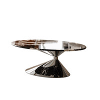 Table basse ovale minimaliste italienne, table à thé de designer en marbre Bulgari de forme spéciale pour salon de villa