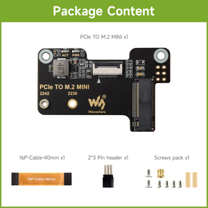 Adaptateur Waveshare PCIe vers M.2 Mini pour Raspberry Pi 5, prend en charge le protocole NVMe, lecteur SSD M.2, Raspberry Pi 5 NVMe HAT K836 - Product Image 6