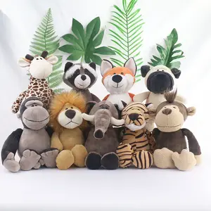 QH Hot selling Cute Jungle Animal Plush Toys Stuffed Elephant tiger lion giraffe Plush Key chains gift for Kids student