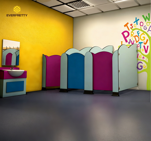 Meubles scolaires pour enfants, systèmes de cabines de toilettes personnalisables en couleur, cloisons durables en bois écologiques pour maternelle - Product Image 5