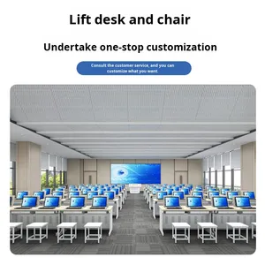 Modern <strong>Metal</strong> <strong>Flip</strong> <strong>Computer</strong> Desk for School Classroom Conference <strong>Room</strong> or Workshop Multimedia Training and Study <strong>Table</strong> - Product Image 4