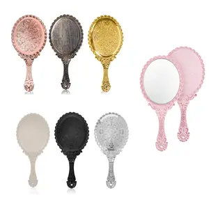 Retro Hand Mirror Makeup Handheld Decorative Vintage Lace Cosmetic Portable Travel Mirror