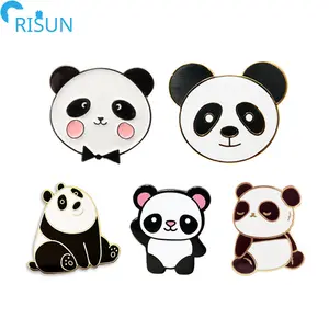 Produsen Kustom Lucu Kawaii Hewan Keras Enamel Panda Enamel Kerah Pin Lencana Bros Kustom Panda Enamel Pin