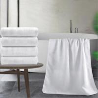 Serviette de bain en microfibre 430 GSM, grande taille, séchage rapide, sans peluches, pour hôtel, 60 x 30 pouces, lot de 4 (tissage gaufré)
