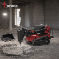 Track Skid Steer Loader CE ISO EPA Mesin Bensin 1000kg 1200kg Tipe Track dengan Snow Blower, Stump Grinder, dan Soil Cultivator