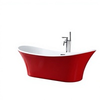 Baignoire autoportante en acrylique en forme de bateau, bicolore rouge, pour usage domestique/hôtelier/appartement, écologique, vente en gros d'usine