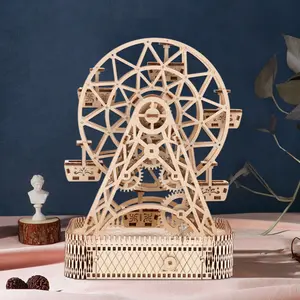 定制DIY组装杆玩具木制3D拼图摩天轮科学工程玩具营地