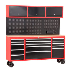 خزانة أدوات كبيرة مع حقيبة حائط معلقة 70 بوصة أداة تخزين ترولي صندوق أدوات منظمة مع لوح - Product Image 1