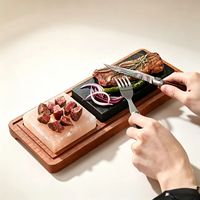 Ensemble de cuisson pour steak à la pierre chaude : Pierre de cuisson en granit et plaque de sel rose pour barbecue intérieur/extérieur, idéal pour griller les steaks et les fruits de mer, cadeau