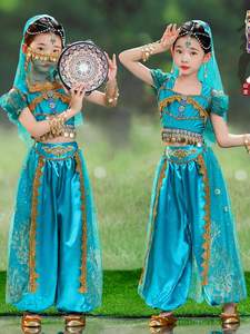 Ensemble de danse du ventre pour filles, style princesse, inspiration indienne et orientale, avec <span class=keywords><strong>sari</strong></span>, costume de spectacle <span class=keywords><strong>Bollywood</strong></span> pour enfants - Product Image 6