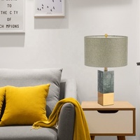 Lampe de table de lecture Simig Lighting Home Decor avec base en marbre chinois et abat-jour en tissu, disponible à l'achat en ligne