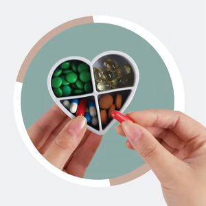 Boîte à pilules en silicone, étui de rangement, organiseur 7 jours, boîte à médicaments scellée, organiseur de rangement, forme de cœur, boîte à pilules hebdomadaire portable <span class=keywords><strong>pour</strong></span> <span class=keywords><strong>les</strong></span> voyages - Product Image 4