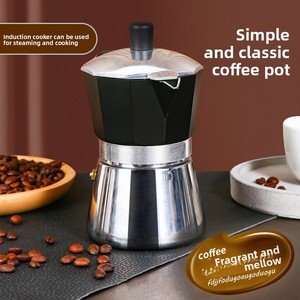 <span class=keywords><strong>Cafetera</strong></span> Moka de Aluminio Negra y Plateada, <span class=keywords><strong>Cafetera</strong></span> Espresso <span class=keywords><strong>Italiana</strong></span> de Estilo Octagonal con Asa Negra - Product Image 3